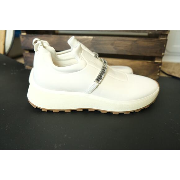 NWOT Nordstrom Lisbon White Slip On Sneaker Crystal Embellished Strap Womens 8 - Picture 4 of 7